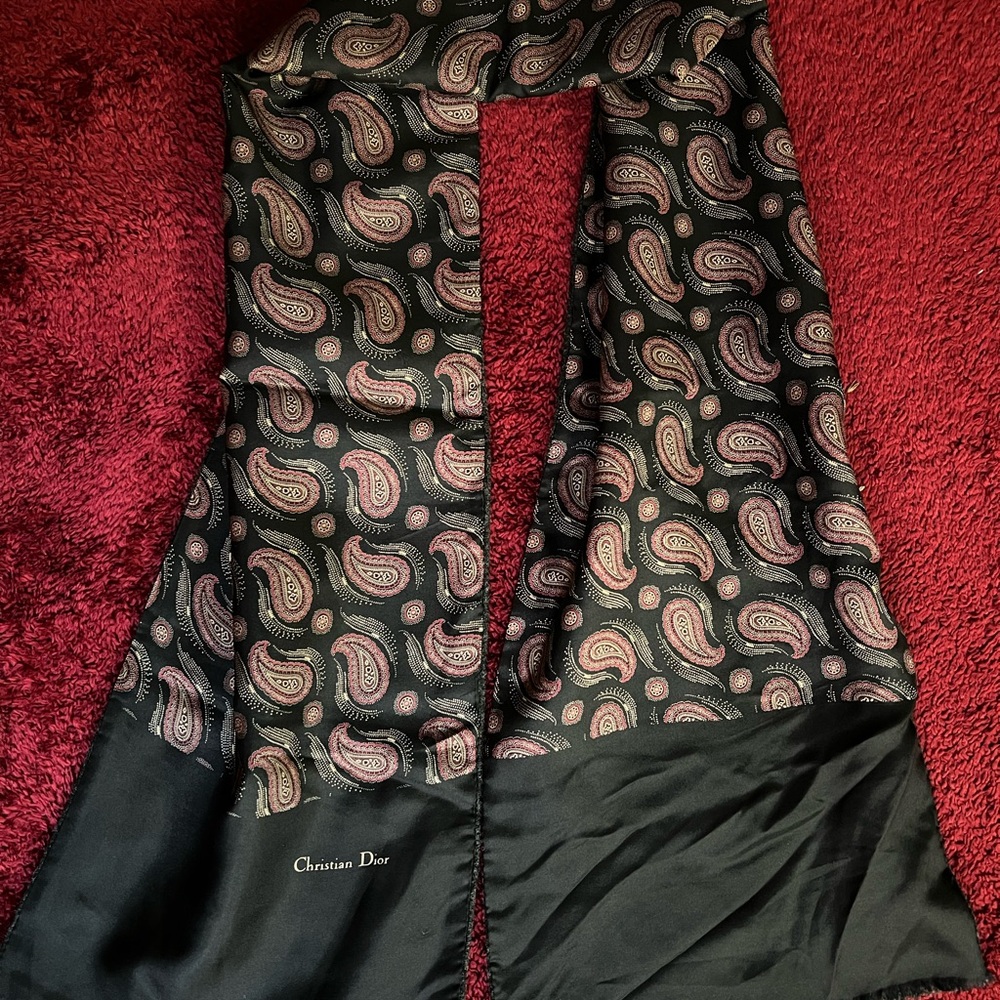 Vintage Christian Dior Frayed Trim Scarf